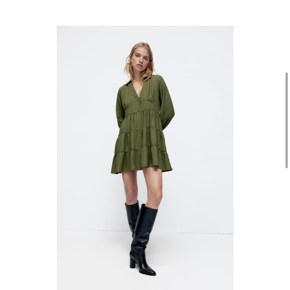 Zara black tiered shirt dress - size M